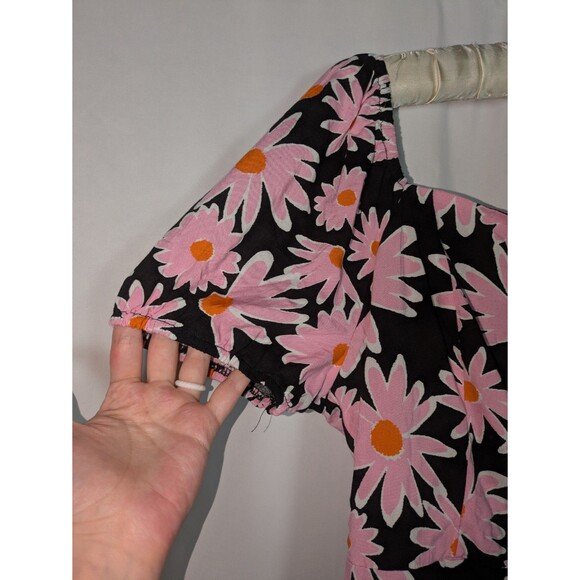 Lily Rose Romper XL Junior's Black Floral Cross Back Short Sleeve Mod Print - Picture 5 of 9